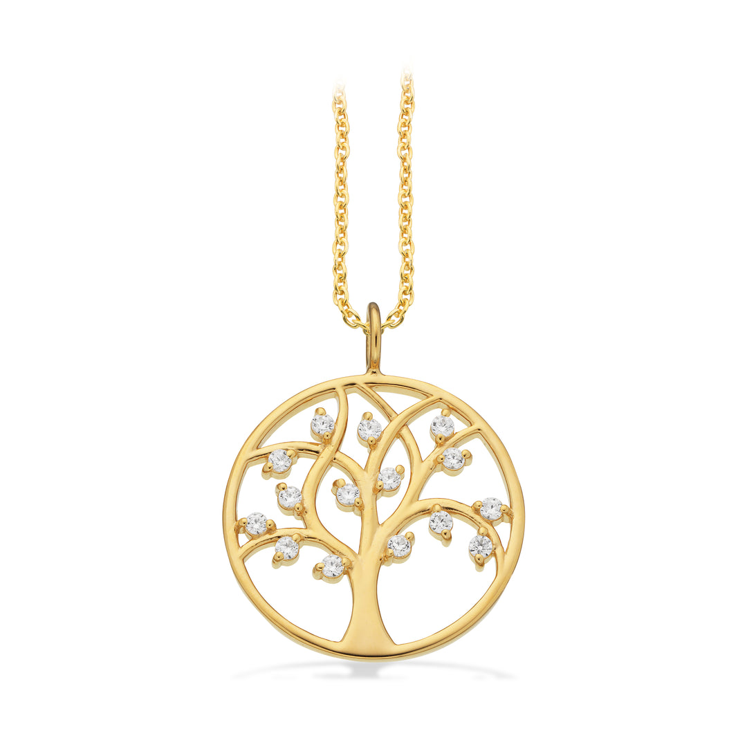Scrouples - Livstræ halskæde i guldbelagt sølv med zirkonia - 239182