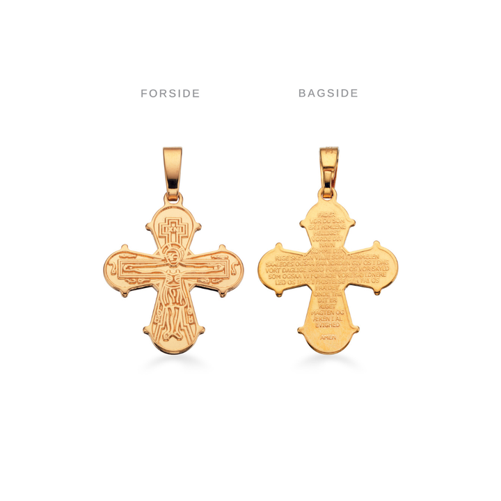 Scrouples - Dagmarkors i 8 kt. guld med Fadervor, 17 x 16 mm - 25513s