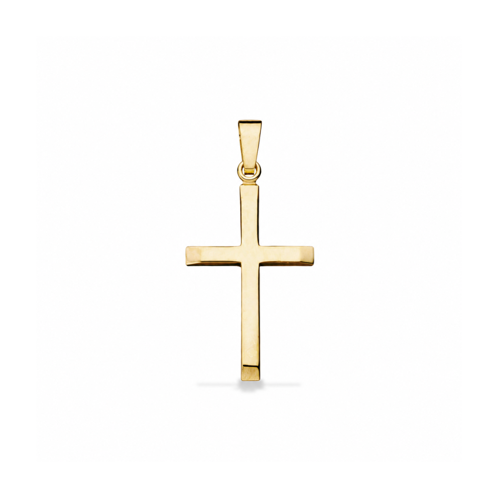 Scrouples - Kors i 8 karat guld med facetter, 22x19mm - 26343s