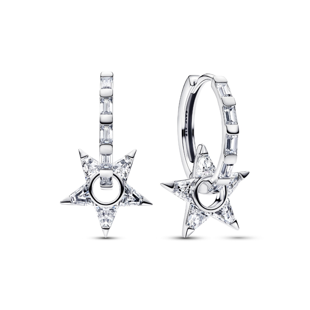 Pandora - Funklende Stjerne Openwork Creoler i sølv - 295083c01