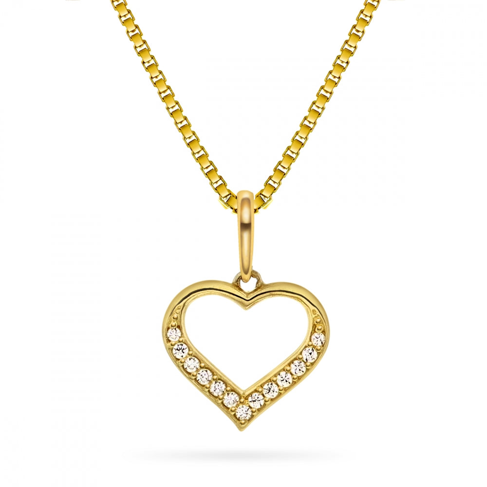 Arne Nordlie - 14kt hjerte vedhæng med forgyldt kæde