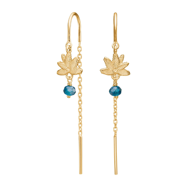 Nordahl - Hængeørering med blomst og blå glassten - 30260695900