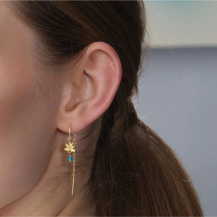 Nordahl - Hængeørering med blomst og blå glassten - 30260695900