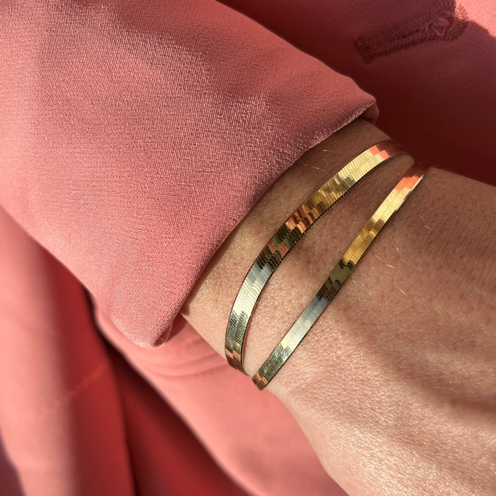 Scrouples - Forgyldt flad slangekæde armbånd, 4mm - 32922,18fg