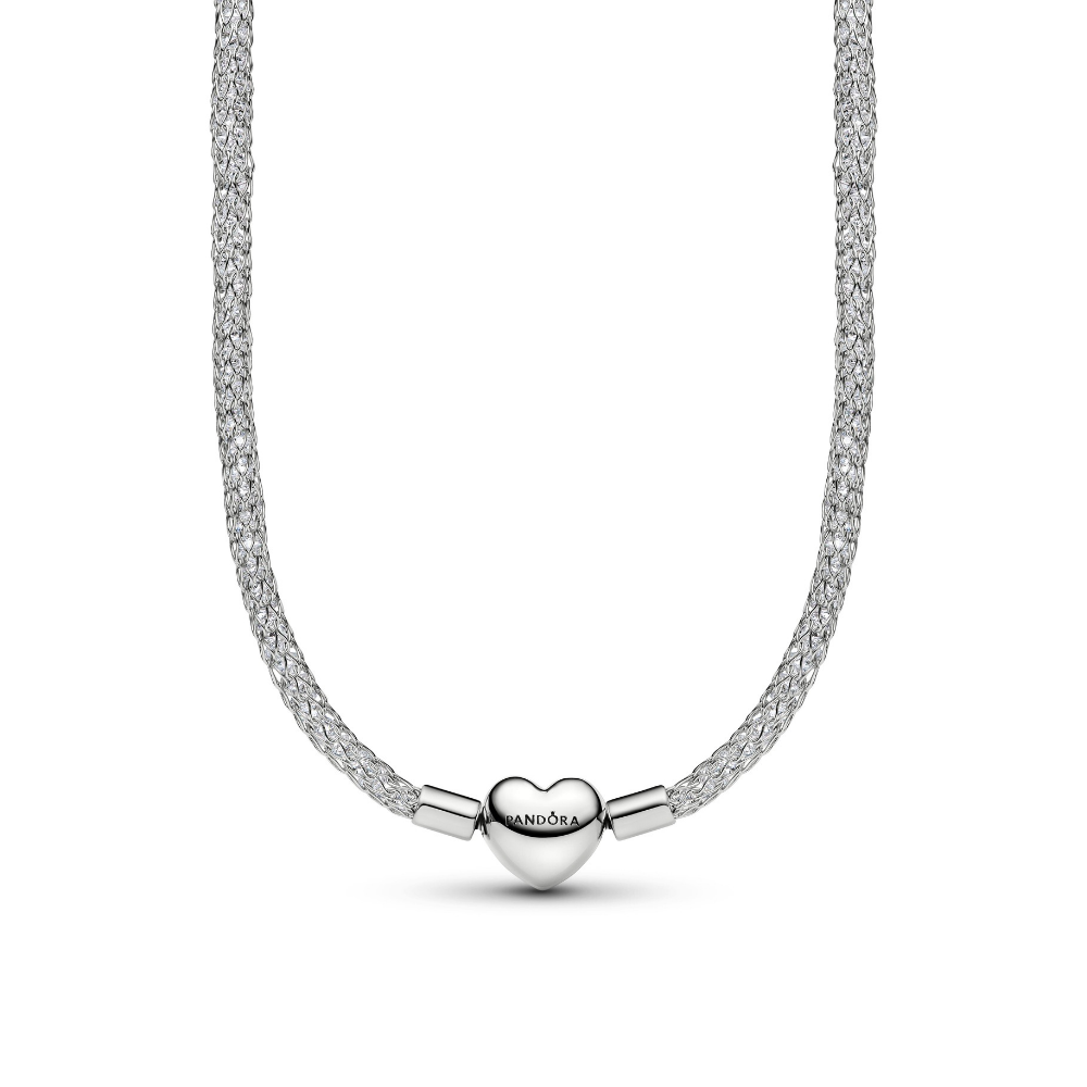 Pandora - Funklende Mesh Halskæde med Hjertelås - 335080c01-45
