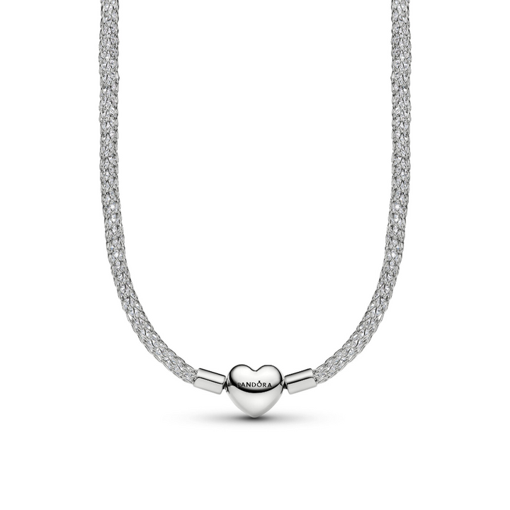 Pandora - Funklende Mesh Halskæde med Hjertelås - 335080c01-45