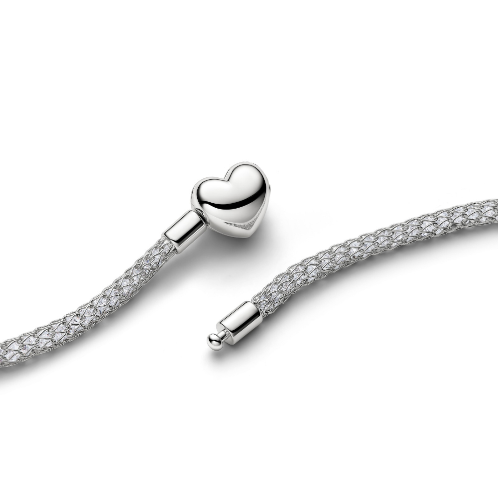 Pandora - Funklende Mesh Halskæde med Hjertelås - 335080c01-45