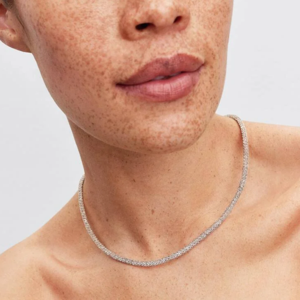 Pandora - Funklende Mesh Halskæde med Hjertelås - 335080c01-45