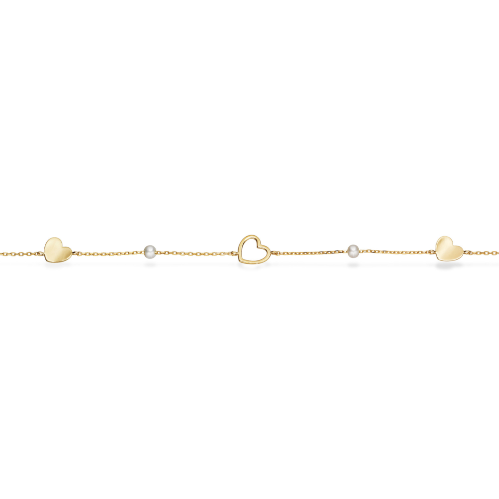 Scrouples - 8 kt. armbånd med hjerter og ferskvandsperler - 34723a,m