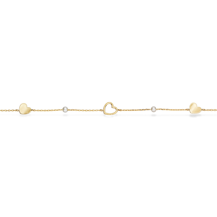 Scrouples - 8 kt. armbånd med hjerter og ferskvandsperler - 34723a,m