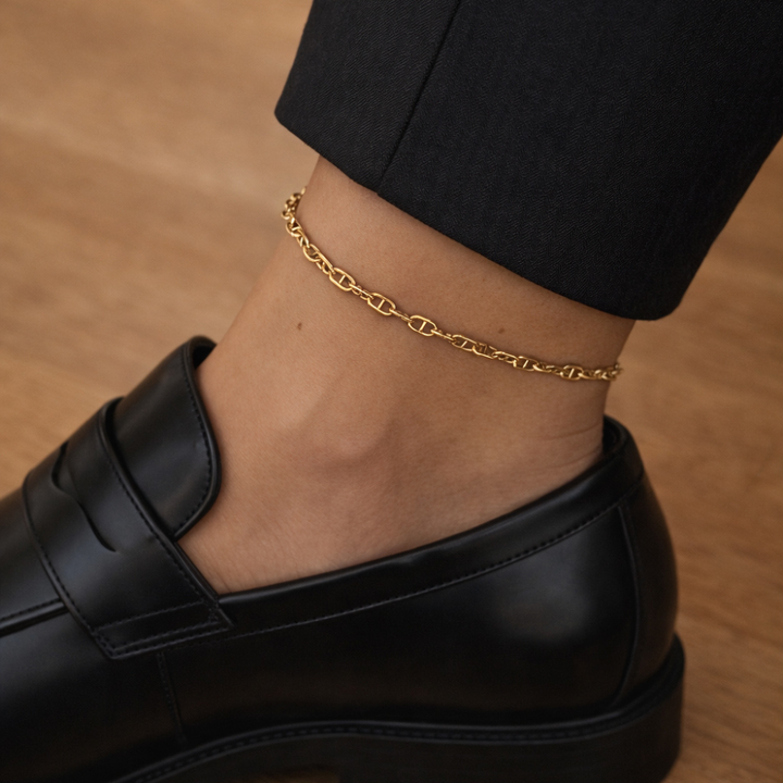 Scrouples - Ankelkæde med links i forgyldt - 3642