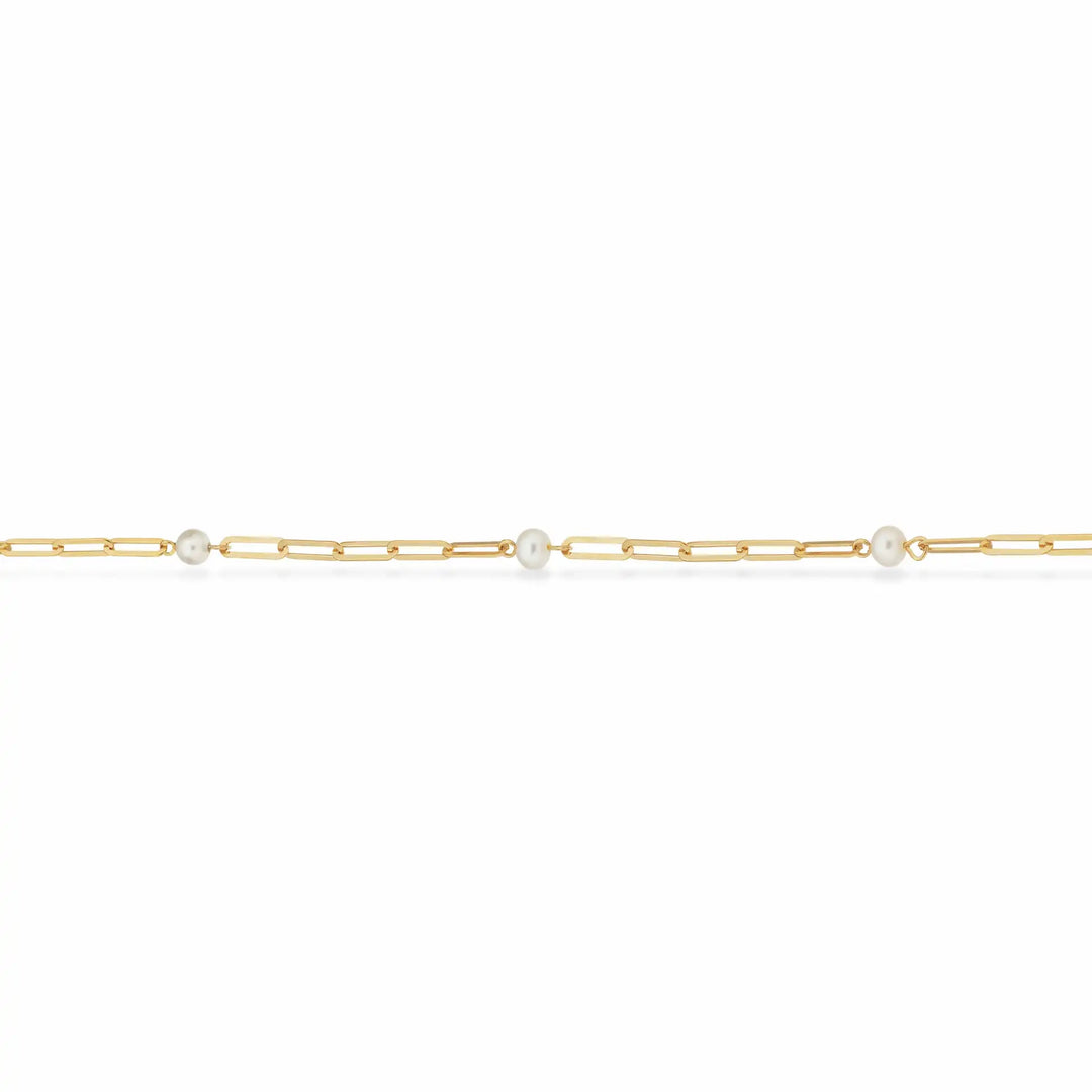 Scrouples - Guldbelagt sølv links armbånd med perler - 38622a,m