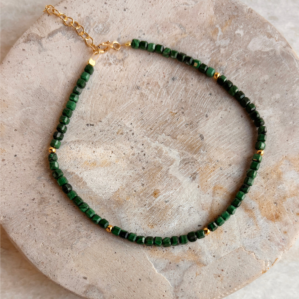 Scrouples - Malakit armbånd i forgyldt sølv - 39882a,m