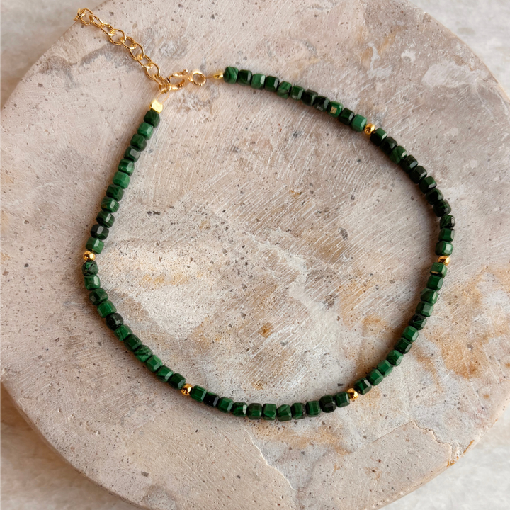 Scrouples - Malakit armbånd i forgyldt sølv - 39882a,m