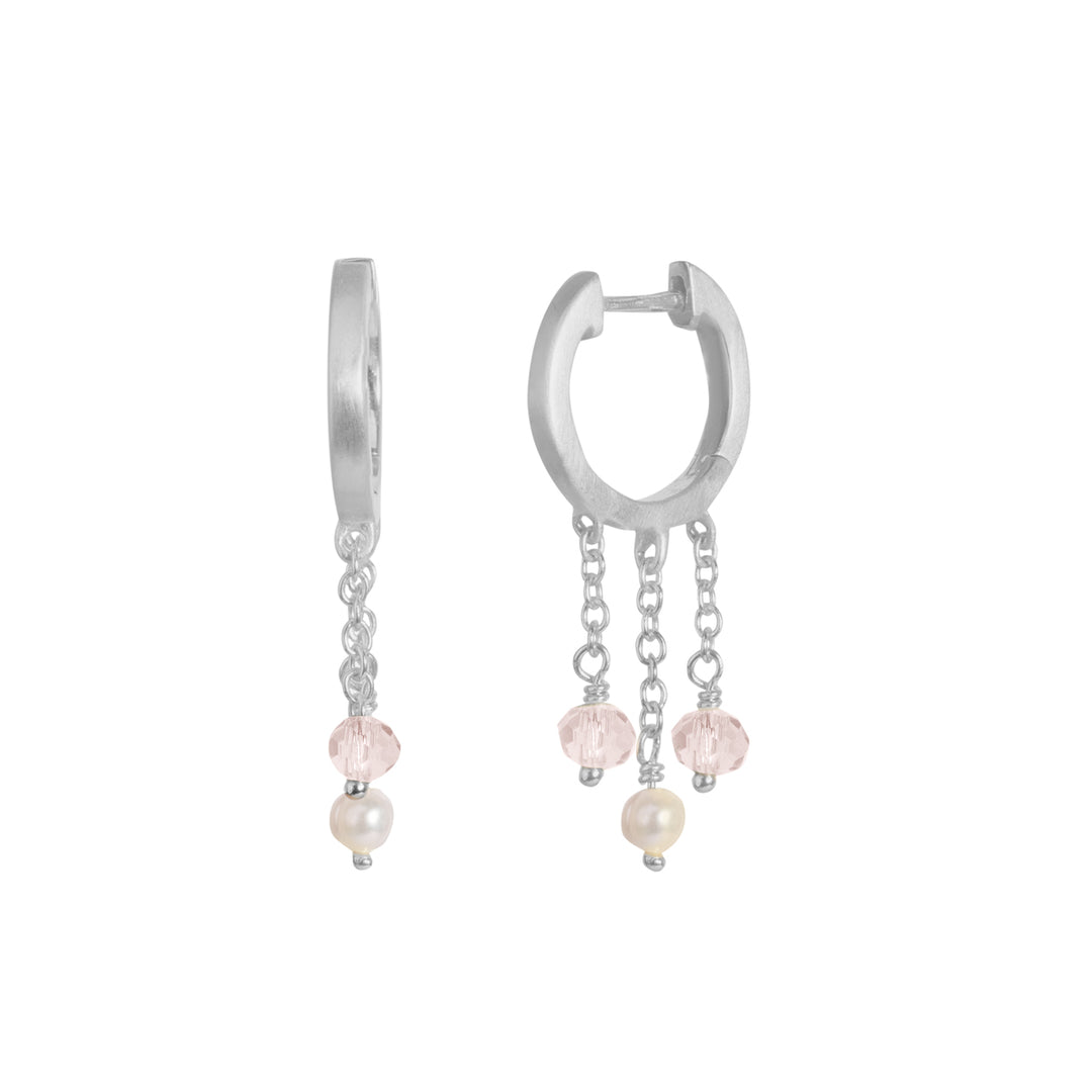 byBiehl - Tienne øre hoops i sølv med perler og lyserøde sten - 4-038p-r