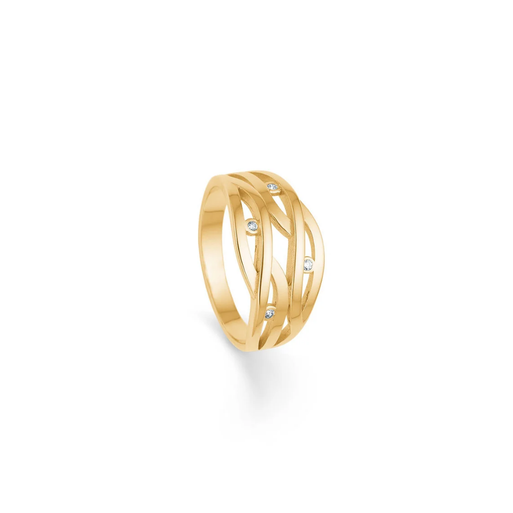 Randers Sølv - 14 kt. guld båndring med 0,04ct diamant - 502808fb