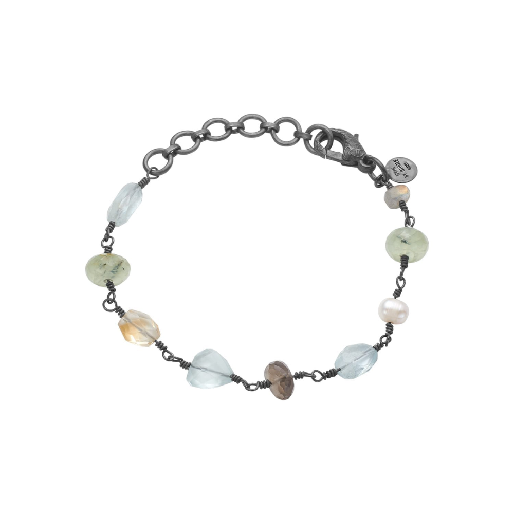 ByBirdie - Artic Mix armbånd i oxyderet sølv med mix af sten - 50301344