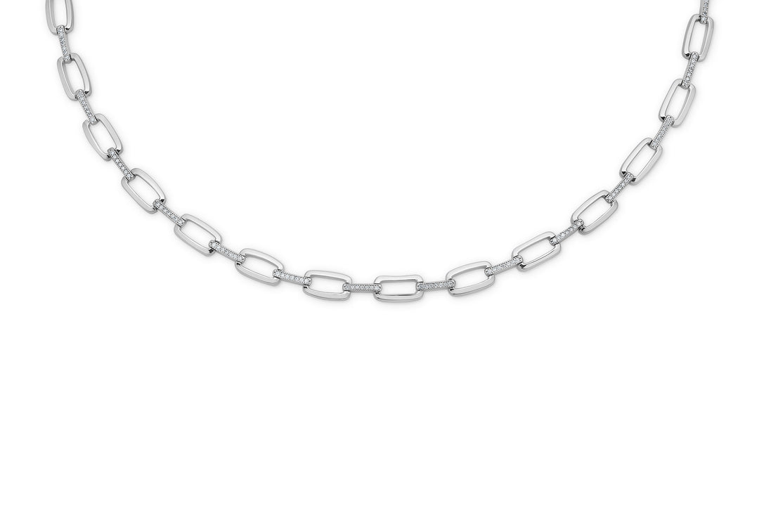 Randers Sølv - Sølv halskæde med firkanter og sten - 508207-45