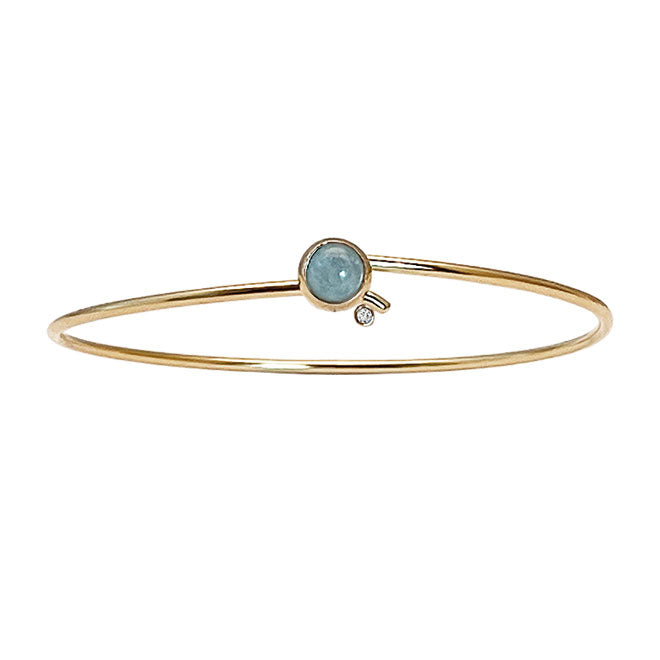 Heiring – Koulè armring i forgyldt sølv med aquamarine og diamant - 53-5-13fg