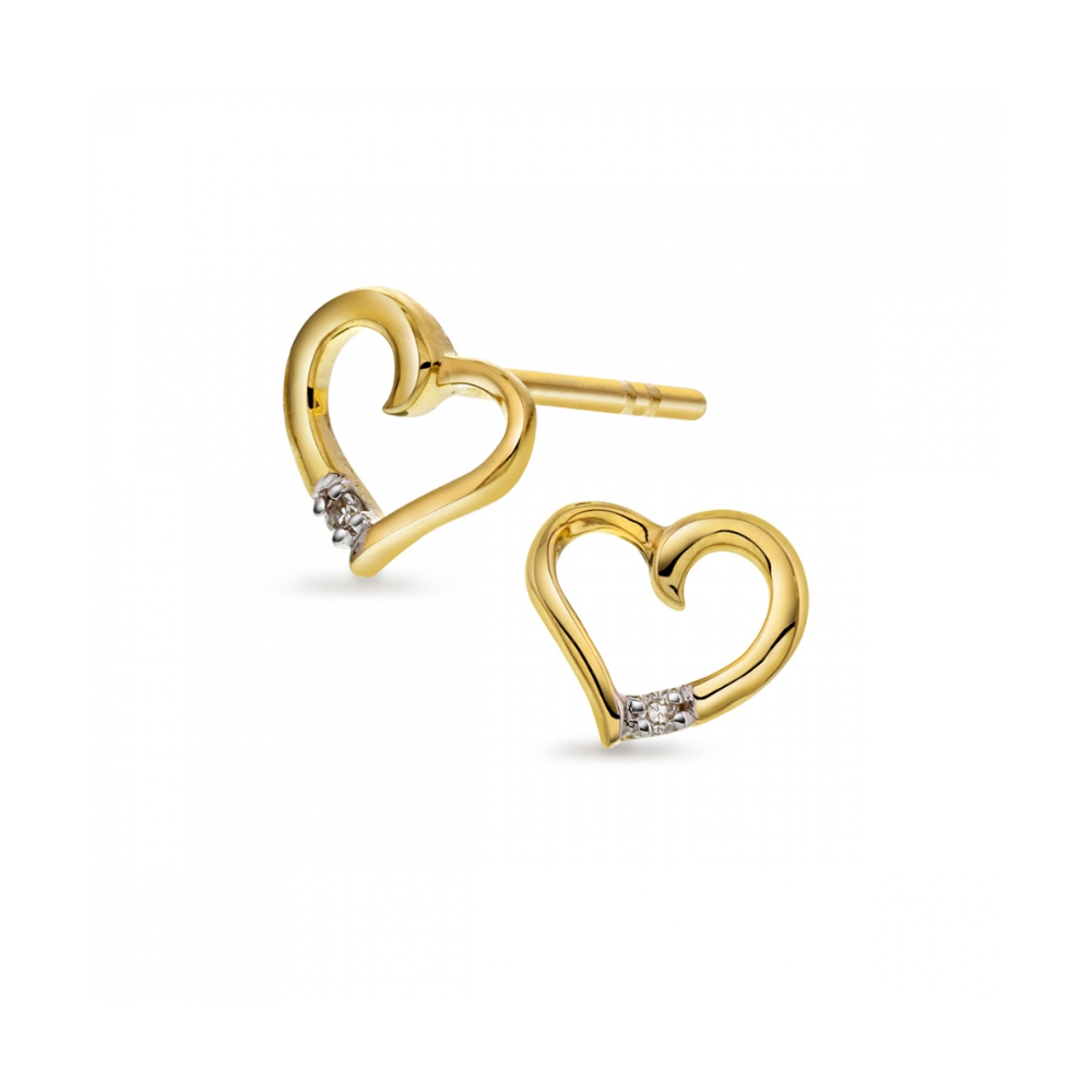 Arne Nordlie - 14 kt. hjerteørestikker med 0,02ct diamant - 53381