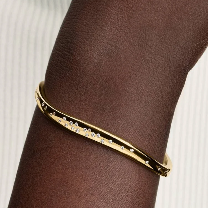 Pandora - Forgyldt organisk amring med zirkonia stjernedrys - 564655c01
