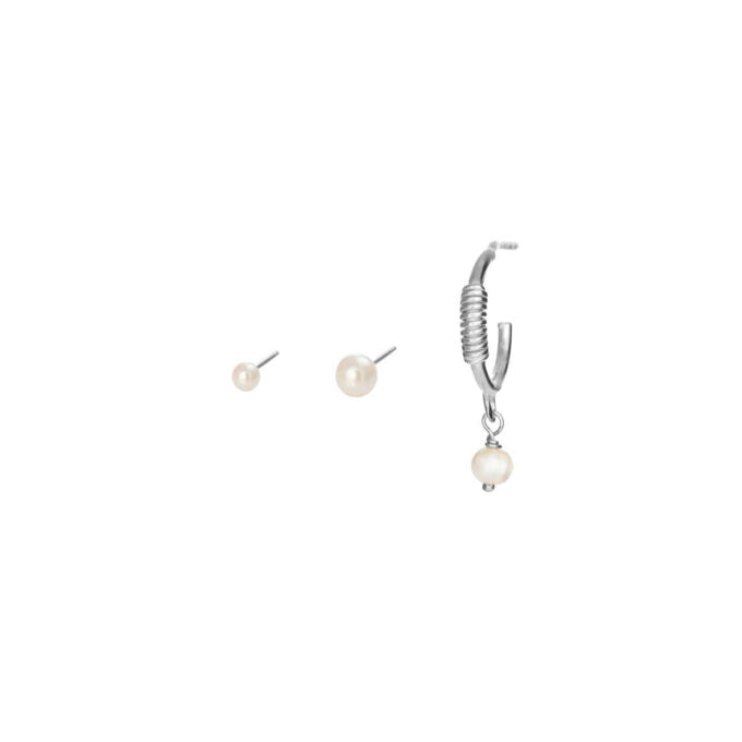 SFB - Mix af 3 forskellige sølv øreringe med perler - 5680-1-009