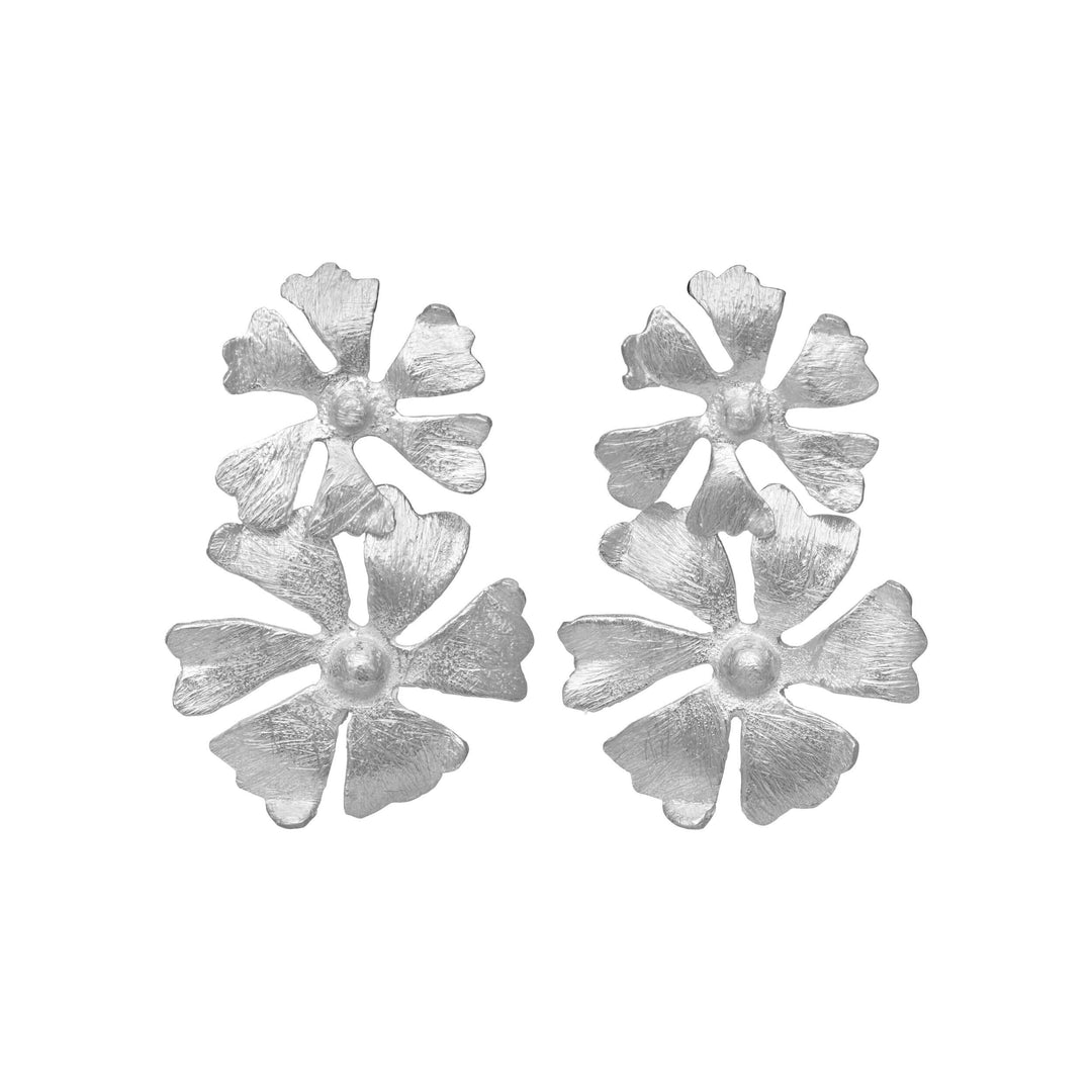 SFB - Sølv øreringe med dobbelt blomster - 5699-1