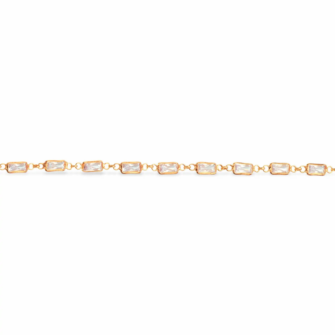 Scrouples - Guldbelagt sølv armbånd med baguette sten - 611832