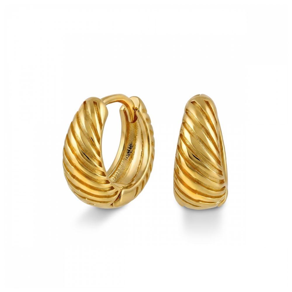 Arne Nordlie - Forgyldte creoler med rillet overflade, 12mm - 68813-01