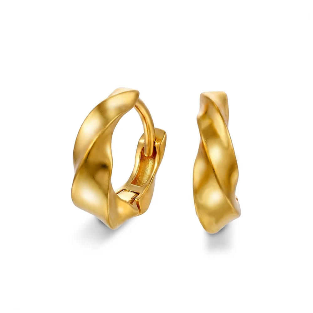 Arne Nordlie - Forgyldte creoler med snoet design, 12mm - 68813-02