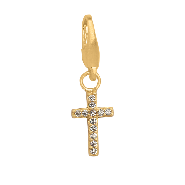 byBiehl - Cross charm, kors vehæng med sten i forgyldt - 7-5209a-gp