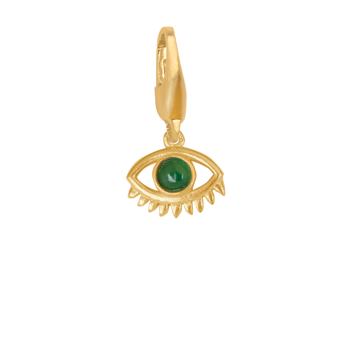 byBiehl - Protective Evil Eye Charm i Guldbelagt med grøn agat - 7-5216-gp-b