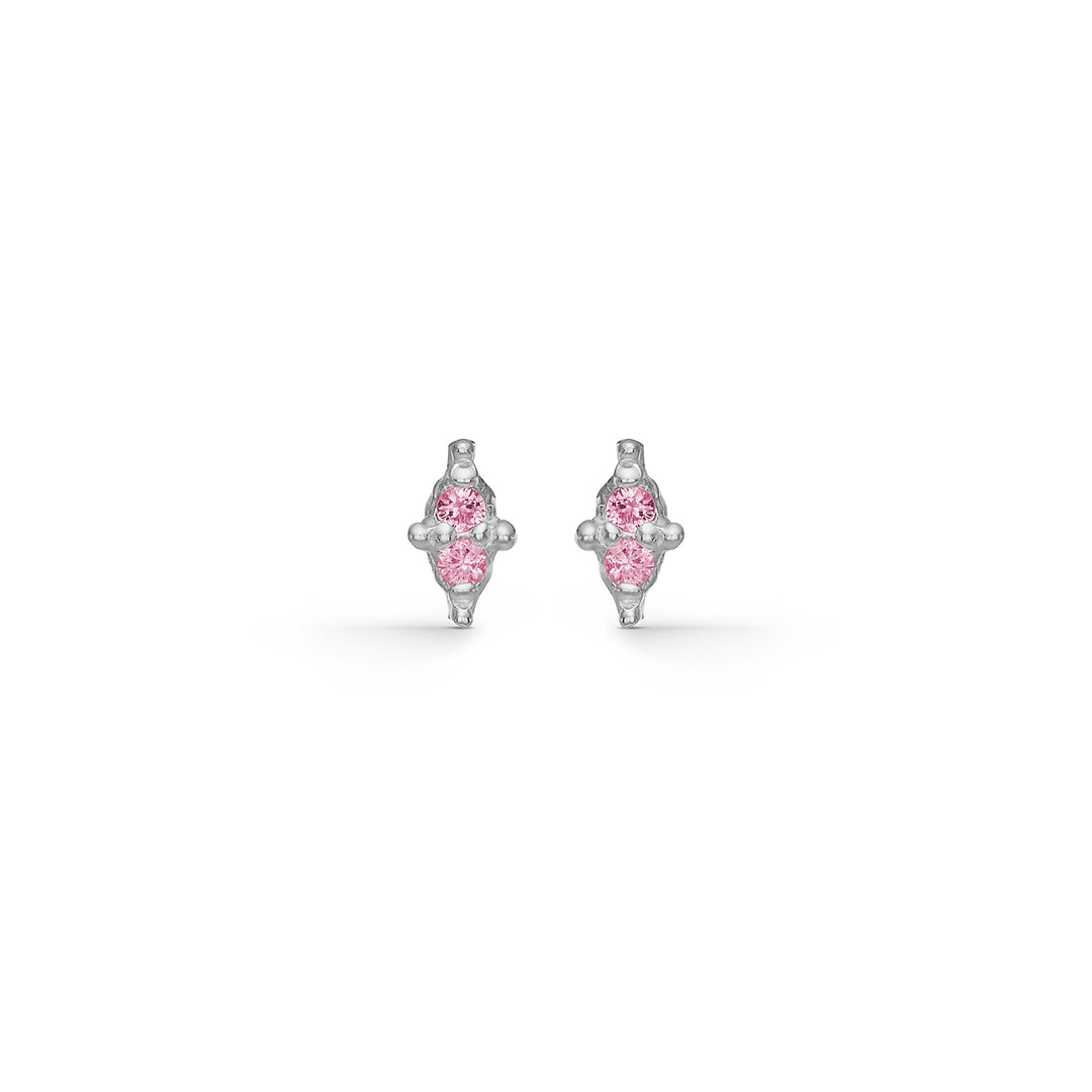 Studio z - Cluster sølv ørestikker med rosa sten - 7117852