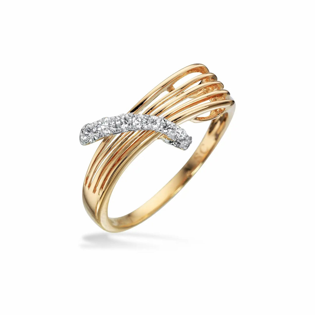 Scrouples - Elegant 14 karat guld ring med diamanter - 712046