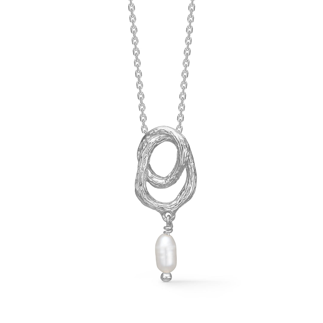 Studio Z - Twine sølv halskæde med perle vedhæng - 7123853