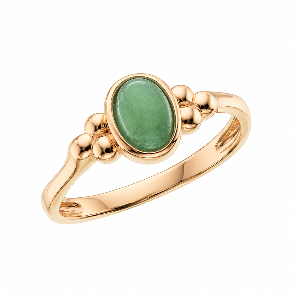 Scrouples - 8 kt. guld ring med kugler og grøn aventurin - 713643