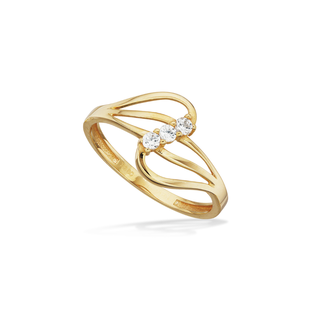 Scrouples - Scrouples 8 Karat Guld Ring med Tre Zirkonia - 714013