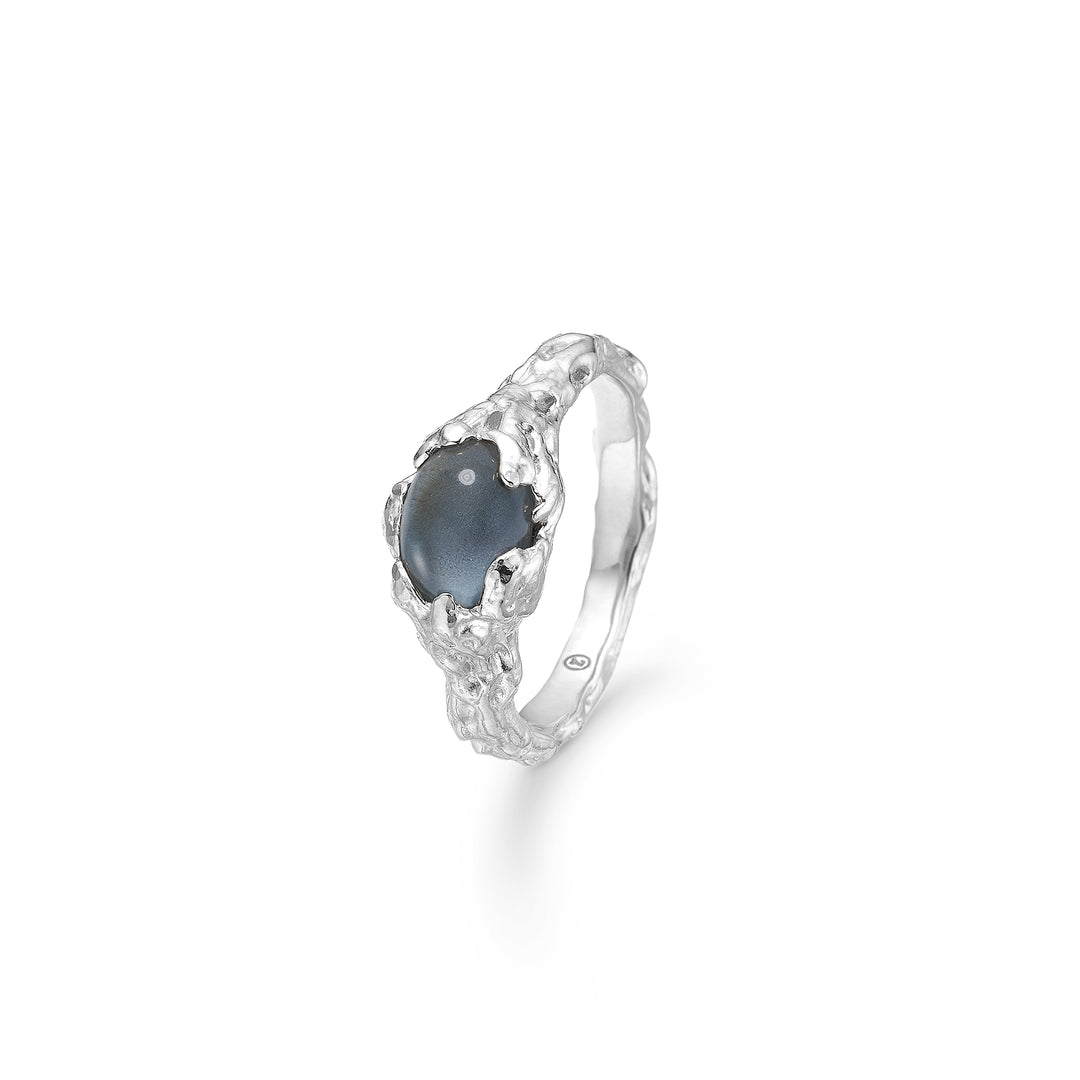 Studio Z - Magma sølv ring med blå sten - 7147831