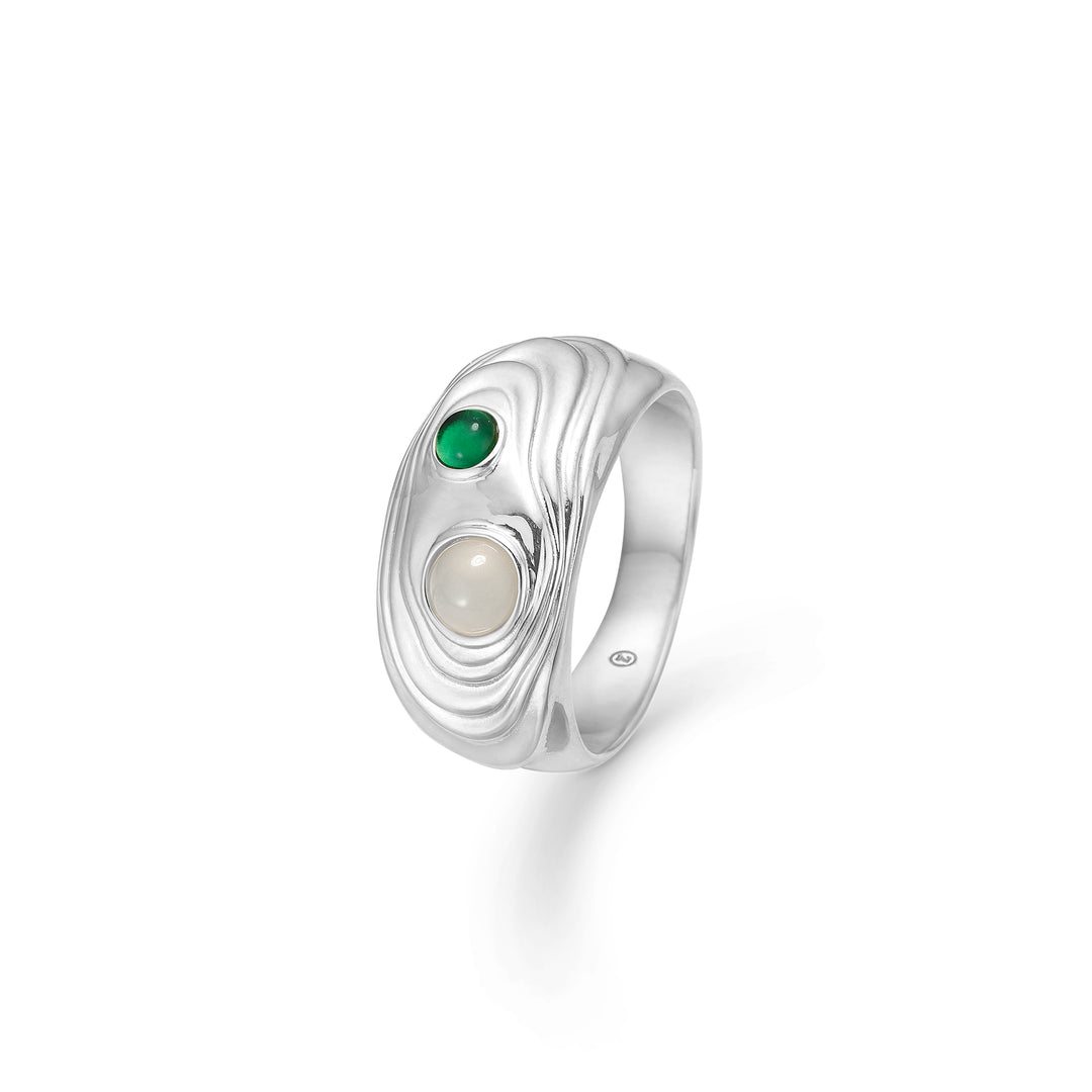 Studio Z - Shell ring i sølv med sten - 7147836
