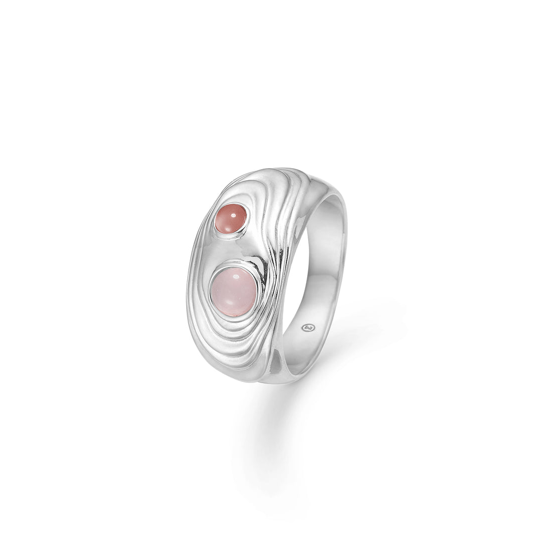 Studio Z - Shell ring i sølv med rosa sten - 7147838