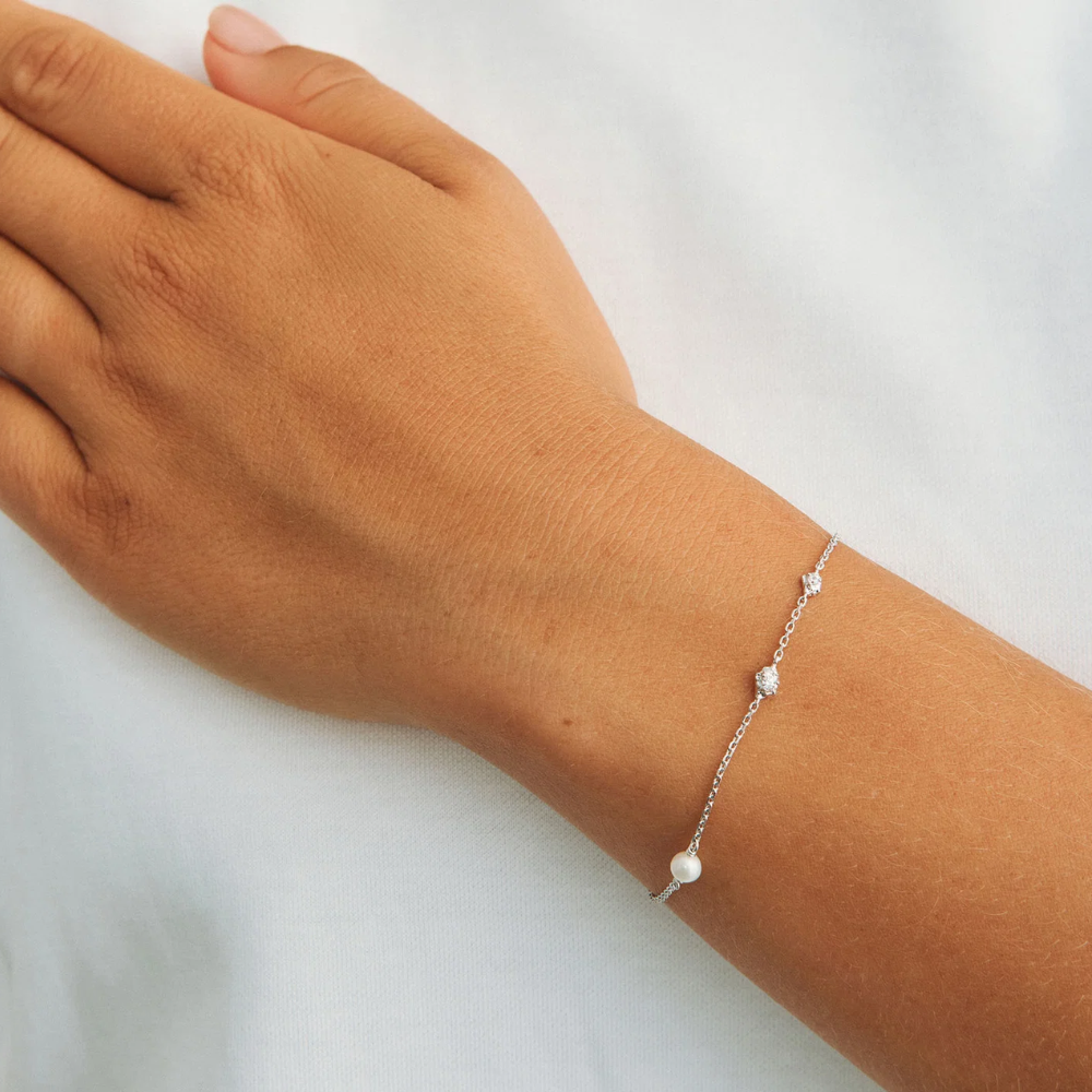 Studio Z - Veil armbånd i sølv med kulturperle og zirkonia - 7153967
