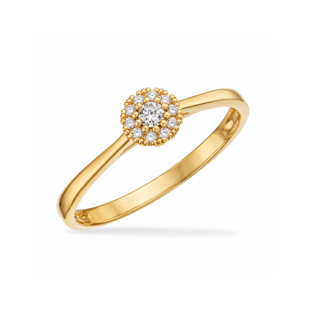 Scrouples - Roset diamantring i 8 kt. guld med 0,096 ct brillanter - 716603