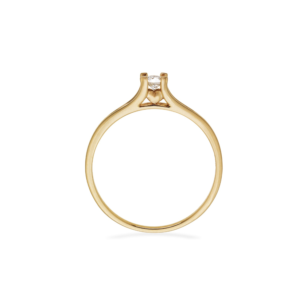 Scrouples - Solitaire diamantring i 8 karat guld med hjerter - 716613