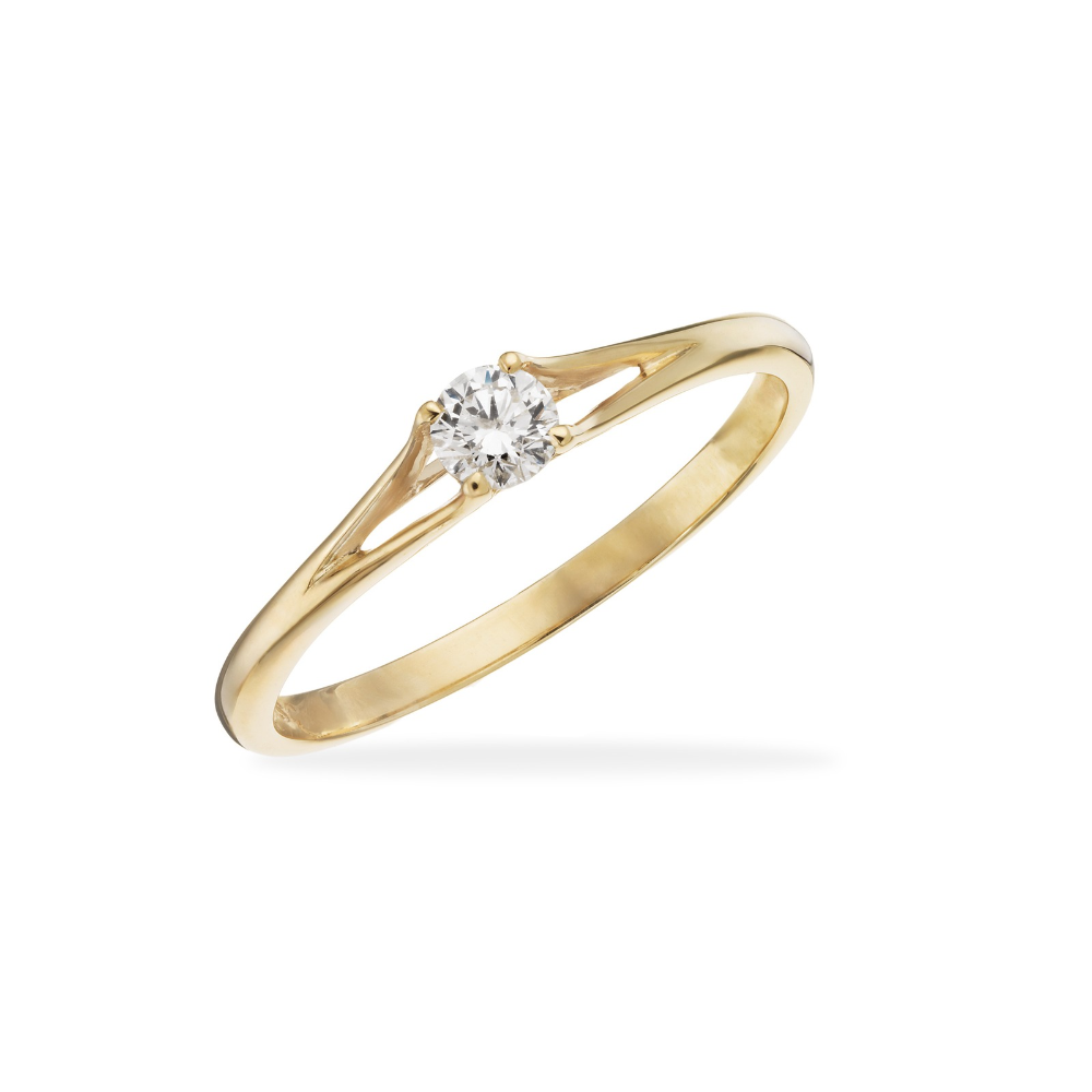 Scrouples - Solitaire diamantring i 8 karat guld med 0,15 ct brillant - 716623