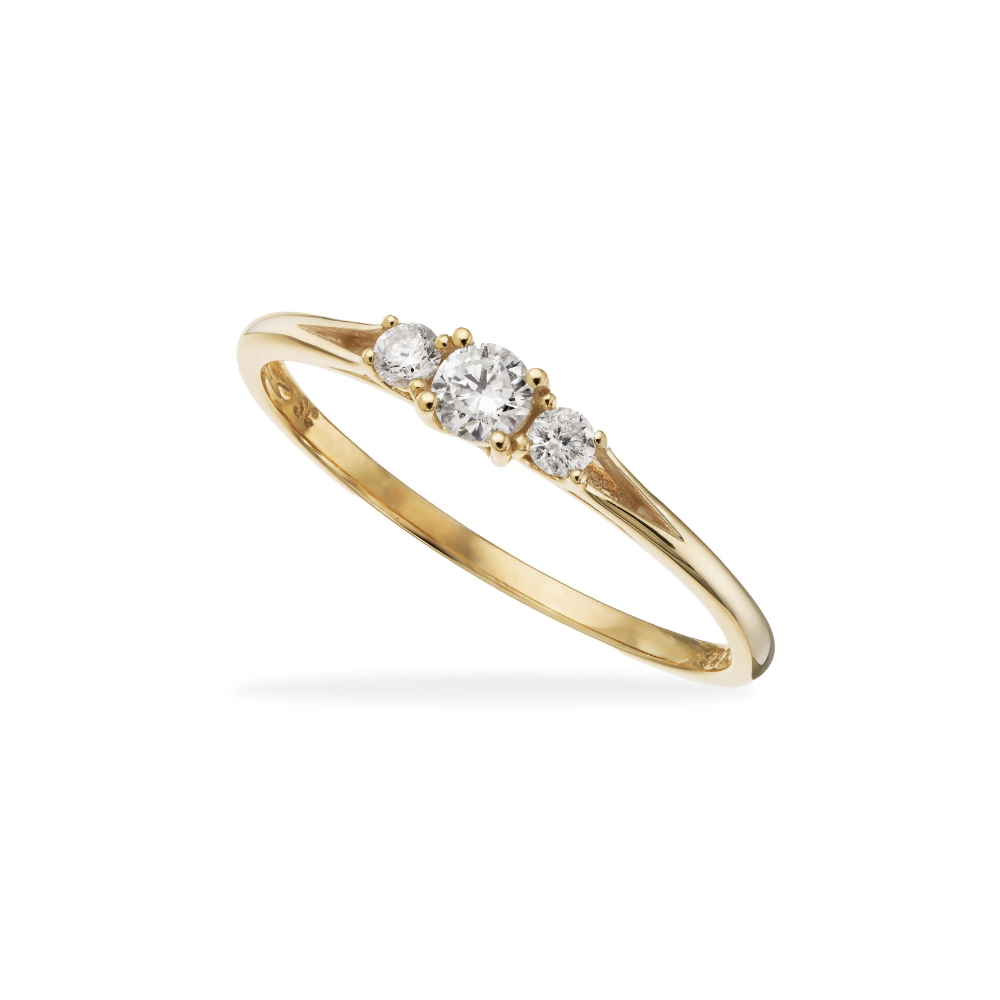 Scrouples - Tre-stens diamantring i 8 karat guld med 0,17 ct brillanter - 716633