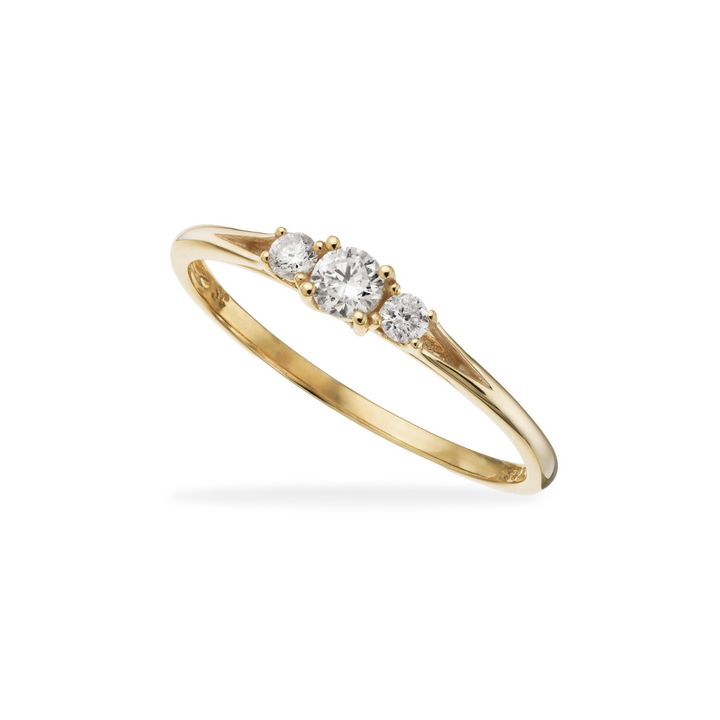 Scrouples - Tre-stens diamantring i 14 karat guld med 0,17 ct brillanter - 716635