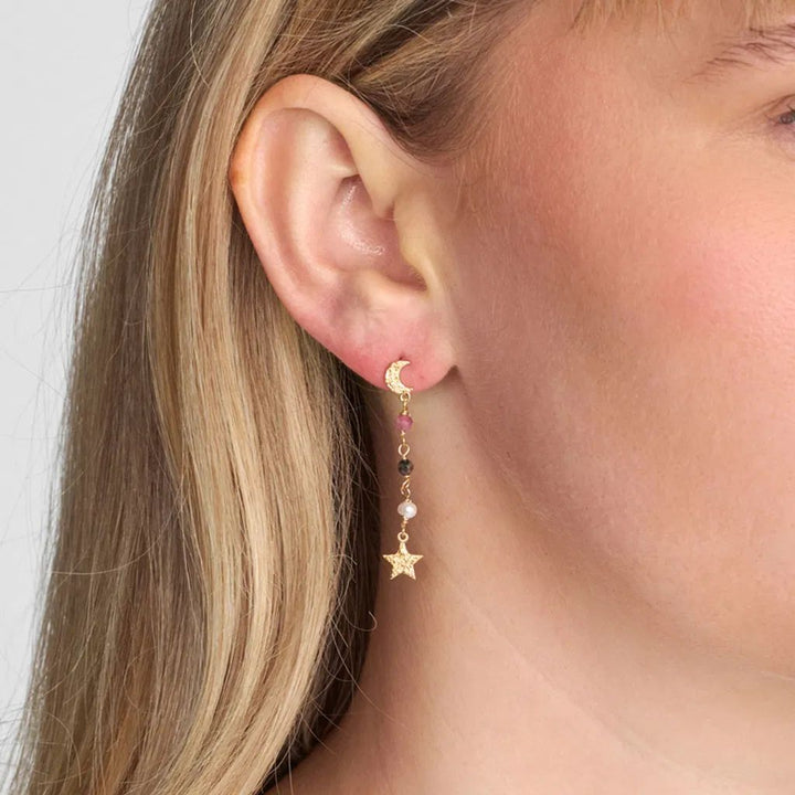 Studio Z - Starlight forgyldte øreringe med farvede sten - 7216441