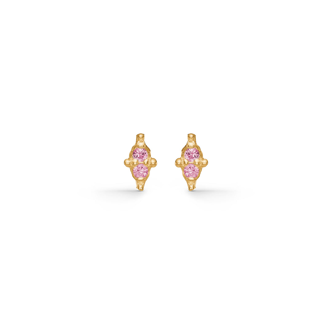Studio Z - Cluster øreringe i forgyldt sølv med pink sten - 7217852