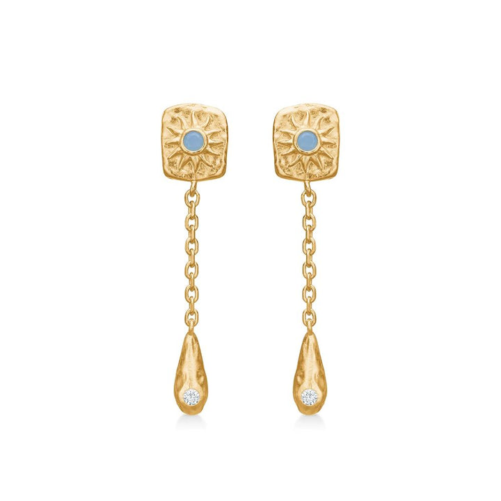 Studio Z - Marena forgyldte sølv ørestikker med blå sten - 7217958