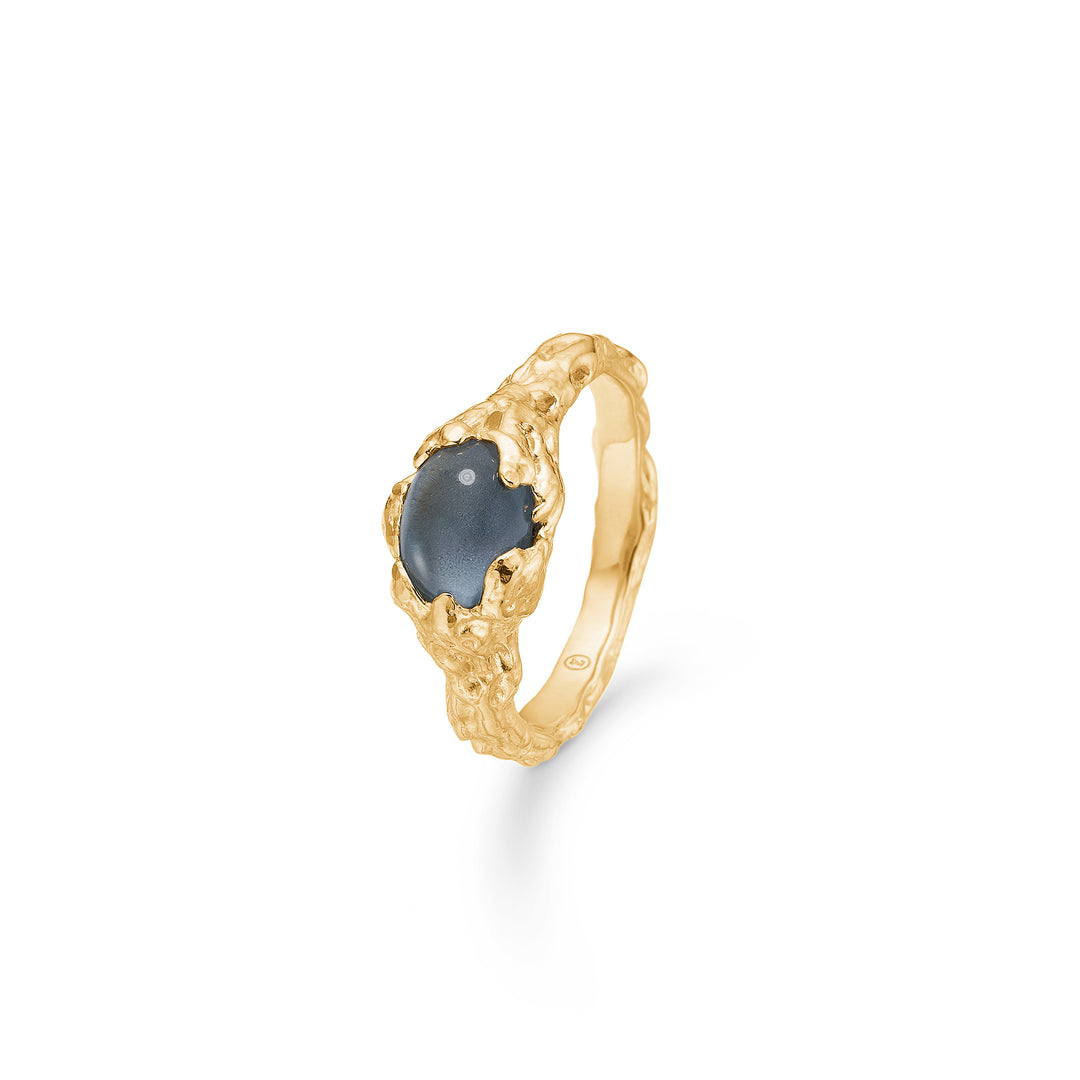 Studio Z - Magma ring i foegyldt sølv med blå sten - 7247831
